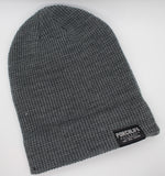 dark grey waffle-knit beanie