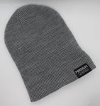 light grey waffle-knit beanie